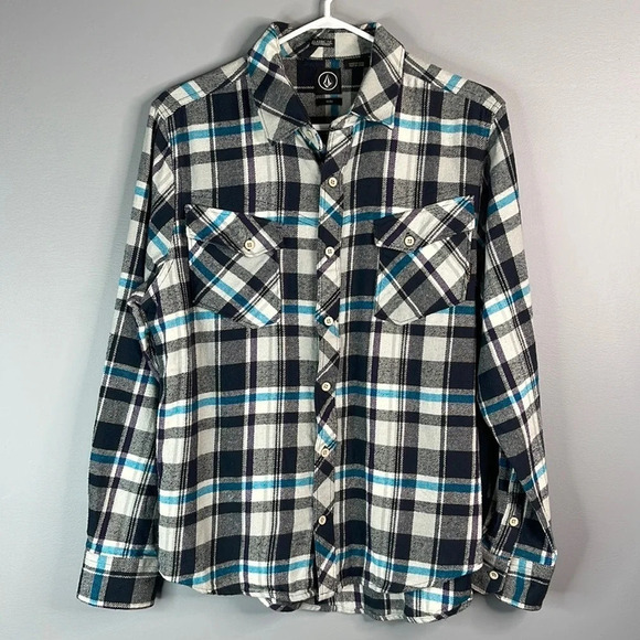 VOLCOM Mens Alaska Long Sleeve Plaid  Flannel Shirt Classic Fit Button Size M - Picture 12 of 12